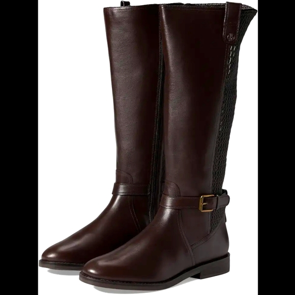 New Cole Haan Cape Stretch Tall Boots - Dark Chocolate Leather - women's 10.5 - Picture 1 of 7